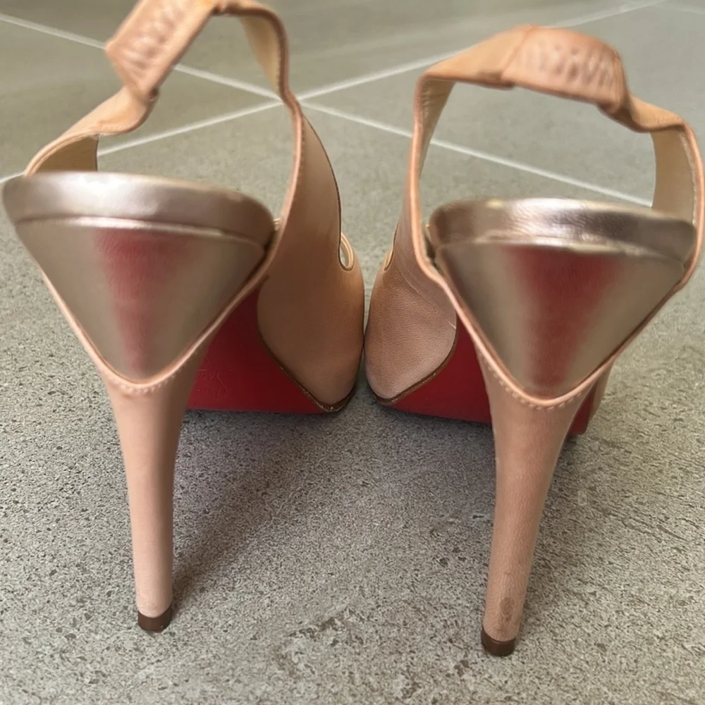 RARE Preloved Christian Louboutin Peep toe slingback in Blush leather 39 - Picture 6 of 9